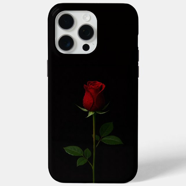 Black 4 Luxe iPhone 15 Pro Max, Velvet Red Rose Case-Mate iPhone Case (Back)