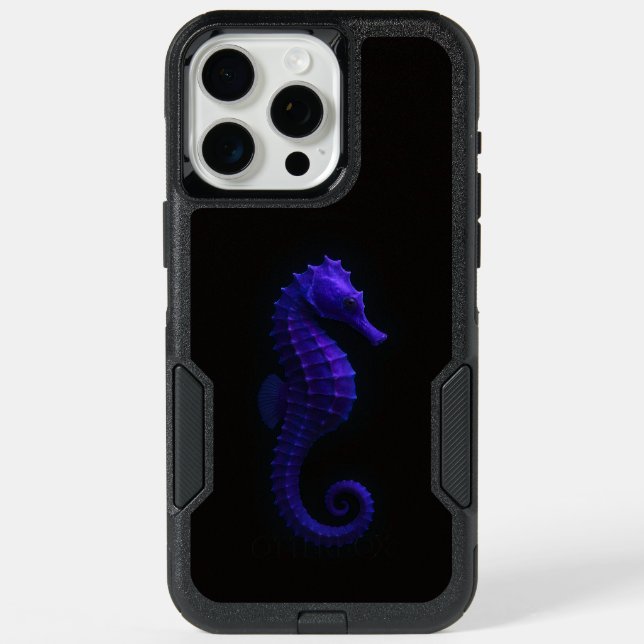Black 4 Luxe iPhone 15 Pro Max, Violet Seahorse (Back)