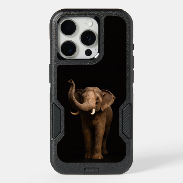 Black 4 Luxe iPhone 15 Pro, Mighty Elephant Pro Case (Back)