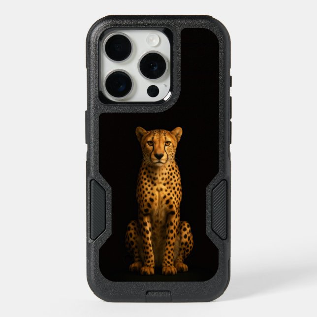Black 4 Luxe iPhone 15 Pro, Sleek Cheetah Pro Case (Back)