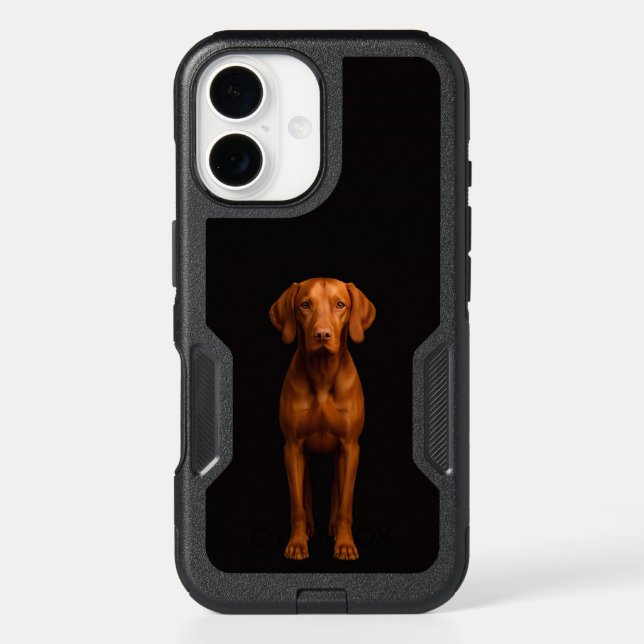Black 4 Luxe iPhone 16 Case, Agile Vizsla Dog Case (Back)