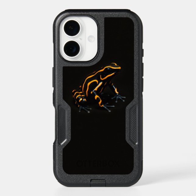 Black 4 Luxe iPhone 16 Case, Black Orange Frog (Back)