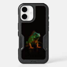 Black 4 Luxe iPhone 16 Case, Green Iguana