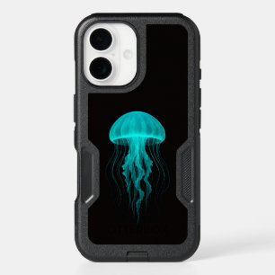 Black 4 Luxe iPhone 16 Case, Green Jellyfish Case