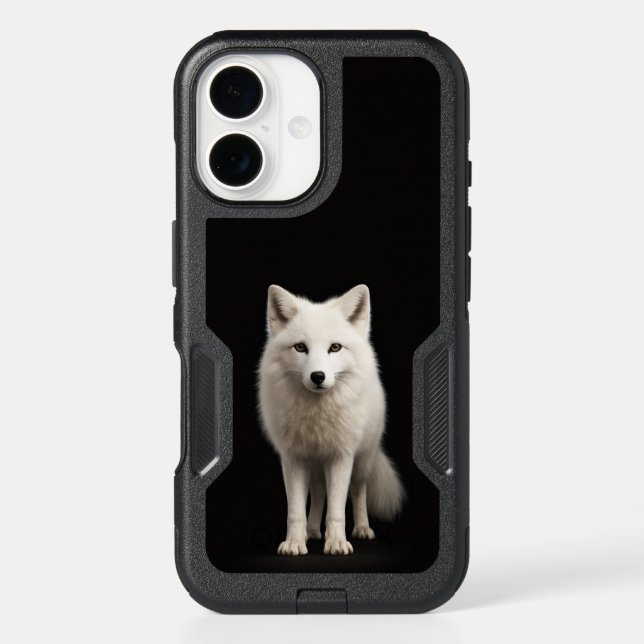 Black 4 Luxe iPhone 16 Case, Ivory Arctic Fox (Back)