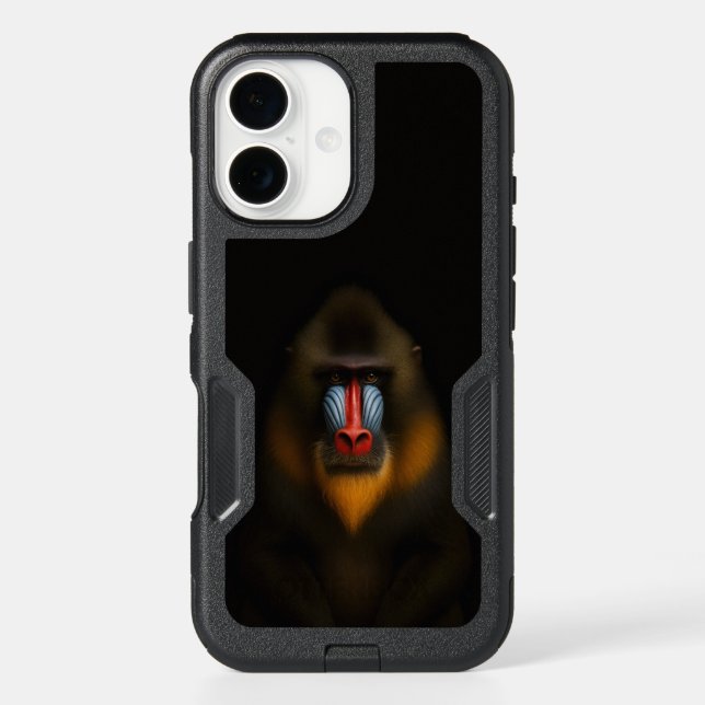 Black 4 Luxe iPhone 16 Case, Mandrill Monkey (Back)