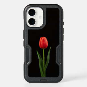 Black 4 Luxe iPhone 16 Case, Ruby Red Tulip