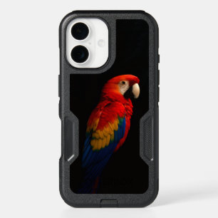 Black 4 Luxe iPhone 16 Case, Scarlet Parrot