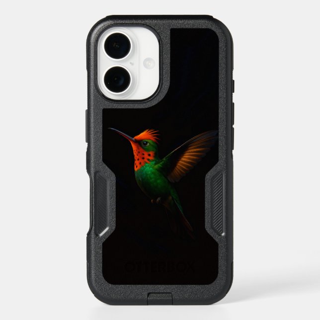 Black 4 Luxe iPhone 16 Case, Tufted Coquette Bird Case (Back)
