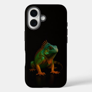 Black 4 Luxe iPhone 16 Mate, Green Iguana Case