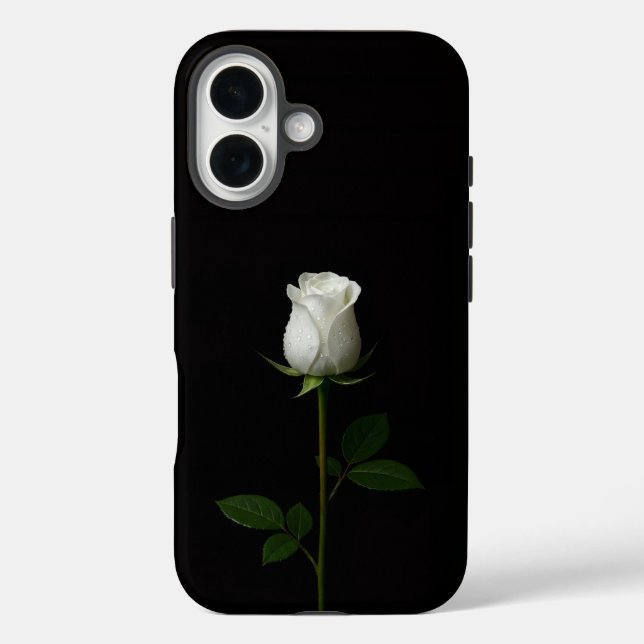 Black 4 Luxe iPhone 16 Mate, Pure White Rose Case-Mate iPhone Case (Back)