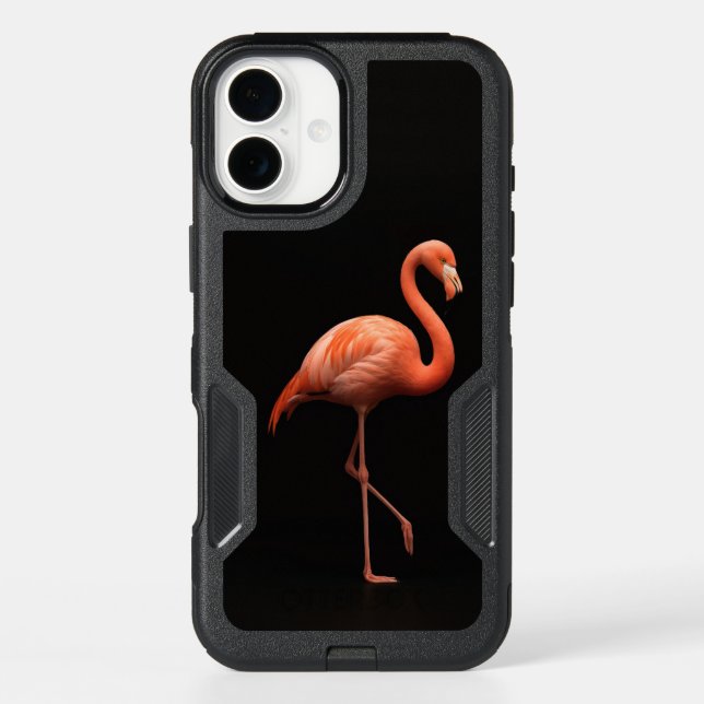 Black 4 Luxe iPhone 16 Plus Case, Pink Flamingo Case (Back)