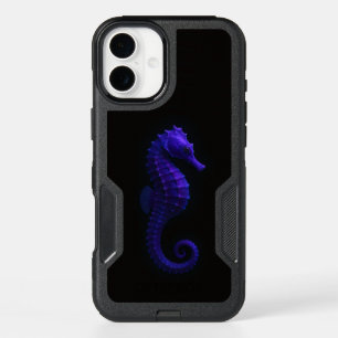 Black 4 Luxe iPhone 16 Plus Case, Violet Seahorse Case