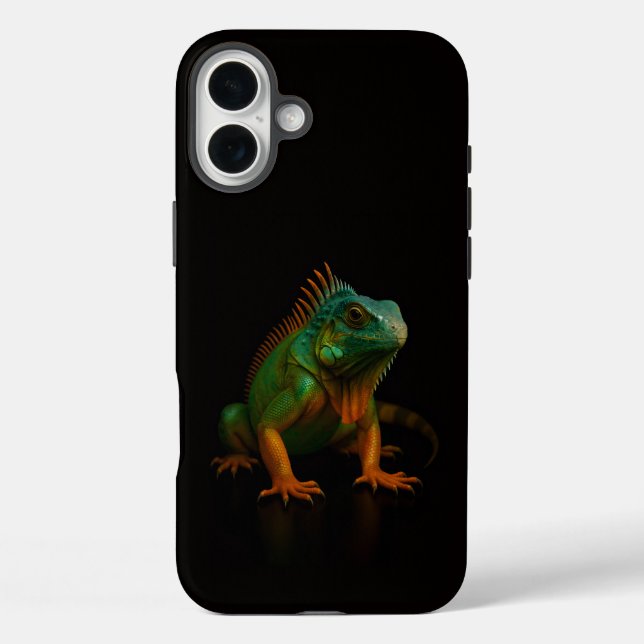 Black 4 Luxe iPhone 16 Plus, Green Iguana Case-Mate iPhone Case (Back)