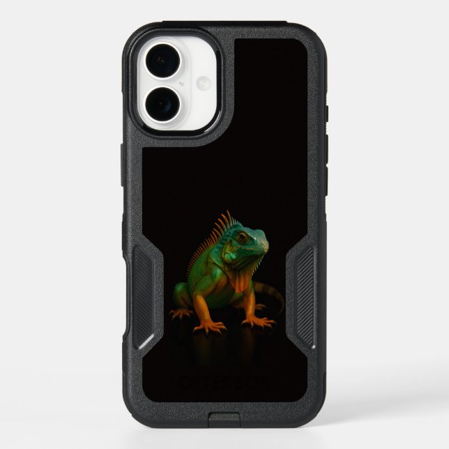 Black 4 Luxe iPhone 16 Plus, Green Iguana Plus Case (Back)