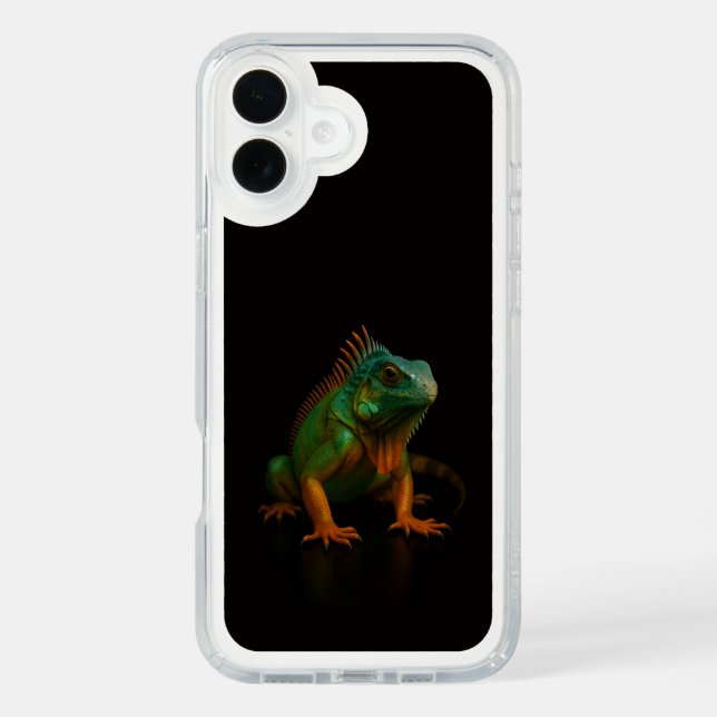 Black 4 Luxe iPhone 16 Plus, Green Iguana Speck iPhone Case (Front)