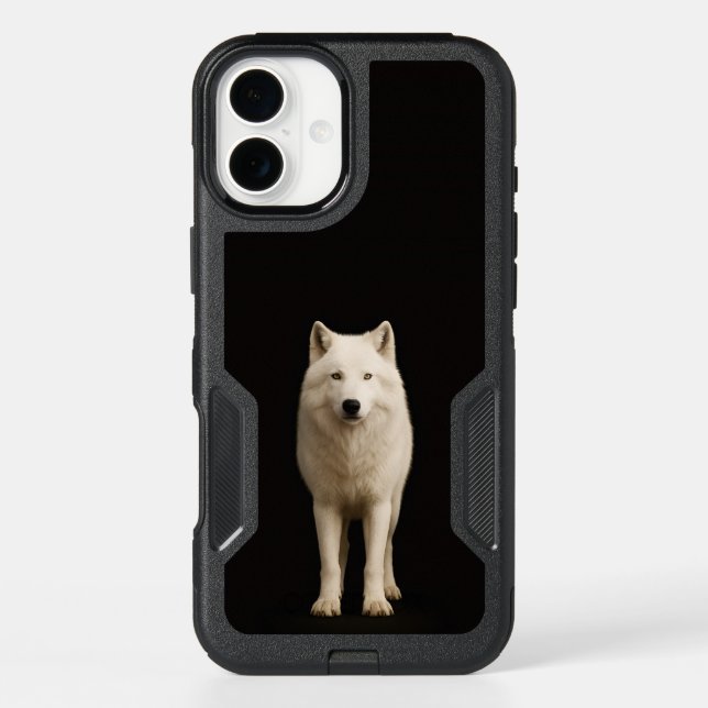 Black 4 Luxe iPhone 16 Plus, Ivory Arctic Wolf Plus Case (Back)