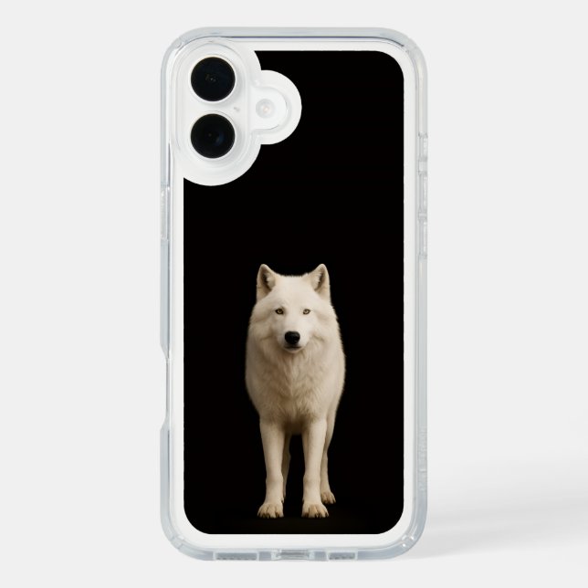 Black 4 Luxe iPhone 16 Plus, Ivory Arctic Wolf Speck iPhone Case (Front)