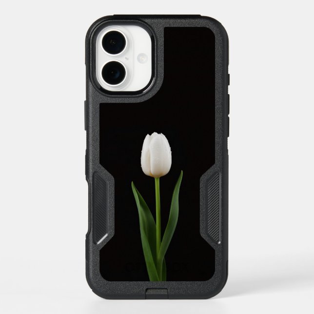 Black 4 Luxe iPhone 16 Plus, Pearl White Tulip (Back)
