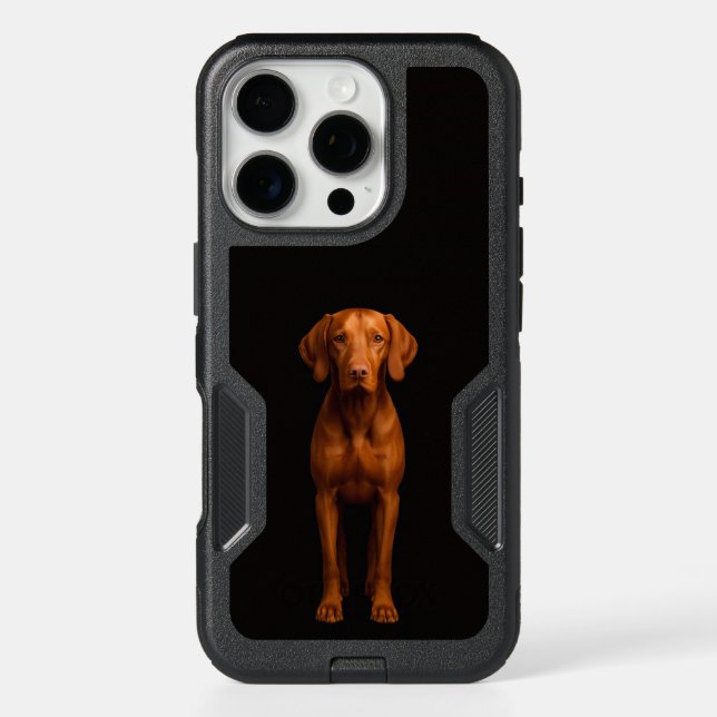 Black 4 Luxe iPhone 16 Pro Case, Agile Vizsla Dog Case (Back)