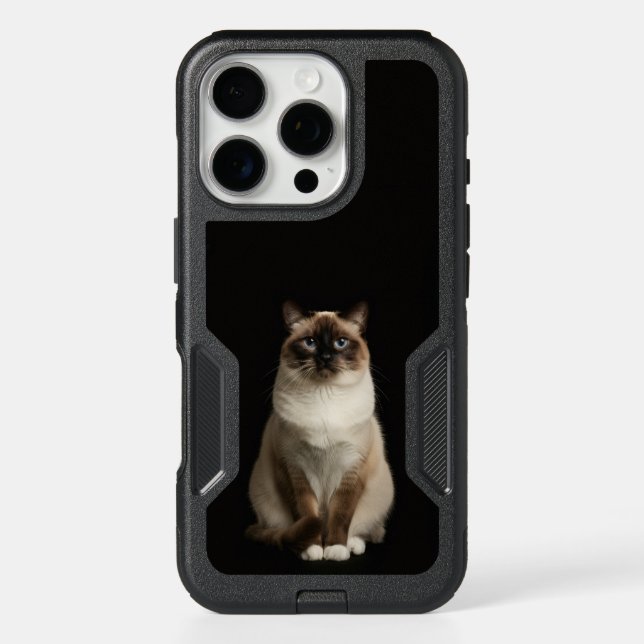 Black 4 Luxe iPhone 16 Pro Case, Birmanese Cat (Back)
