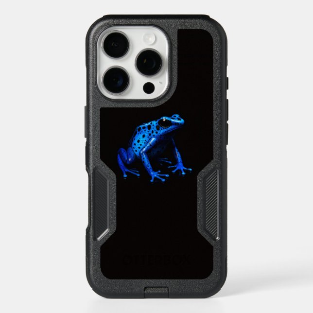Black 4 Luxe iPhone 16 Pro Case, Blue Frog (Back)