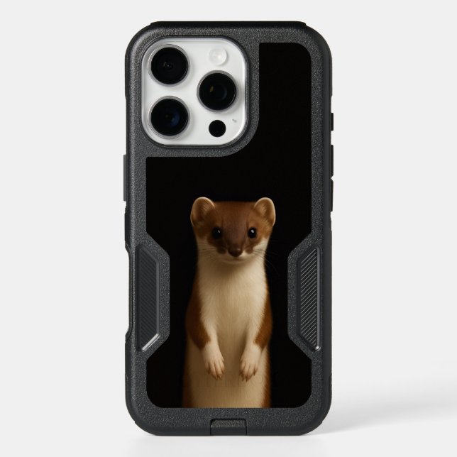 Black 4 Luxe iPhone 16 Pro Case, Elegant Weasel Case (Back)