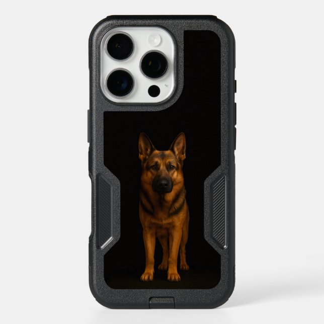 Black 4 Luxe iPhone 16 Pro Case, German Shepherd Case (Back)