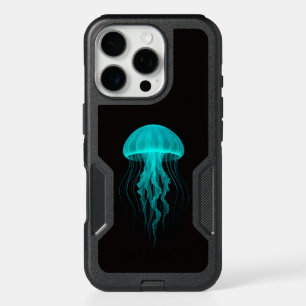 Black 4 Luxe iPhone 16 Pro Case, Green Jellyfish Case