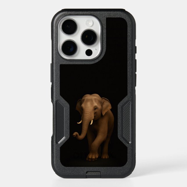 Black 4 Luxe iPhone 16 Pro Case, Indian Elephant Case (Back)