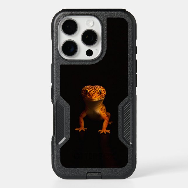 Black 4 Luxe iPhone 16 Pro Case, Leopard Gecko Case (Back)