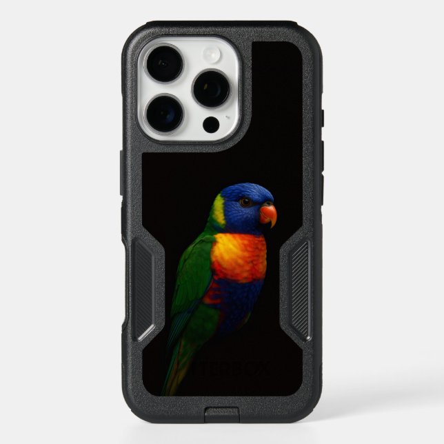 Black 4 Luxe iPhone 16 Pro Case, Lorikeet Parrot (Back)