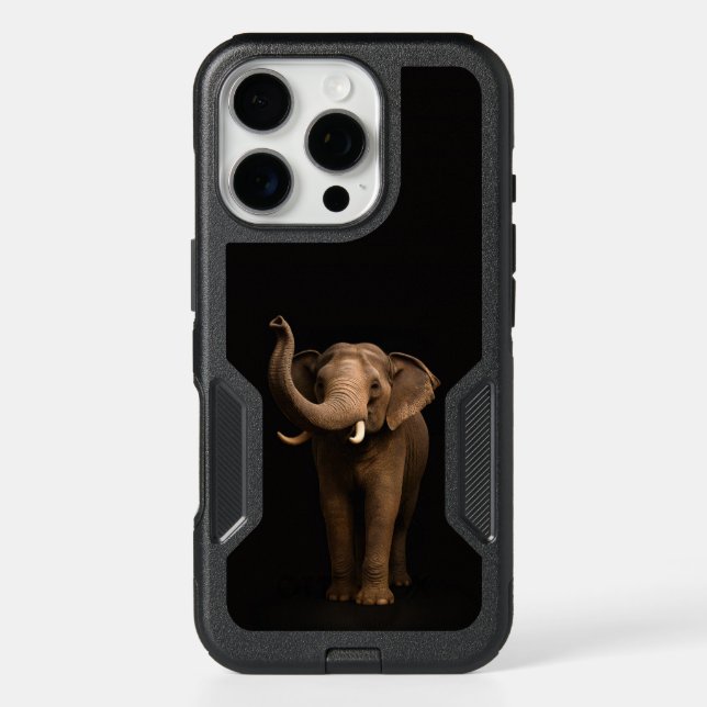 Black 4 Luxe iPhone 16 Pro Case, Mighty Elephant (Back)