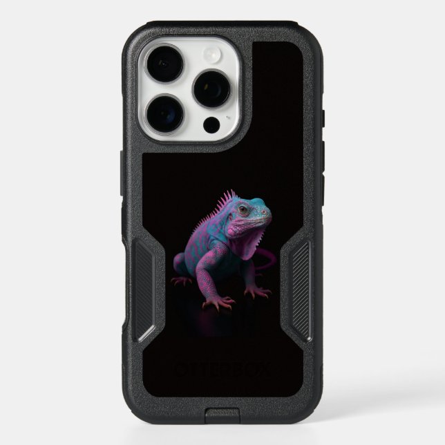 Black 4 Luxe iPhone 16 Pro Case, Pink Iguana (Back)