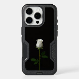 Black 4 Luxe iPhone 16 Pro Case, Pure White Rose