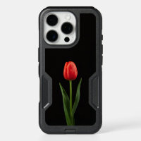 Black 4 Luxe iPhone 16 Pro Case Ruby Red Tulip 