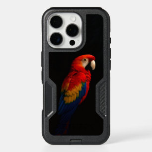 Black 4 Luxe iPhone 16 Pro Case, Scarlet Parrot