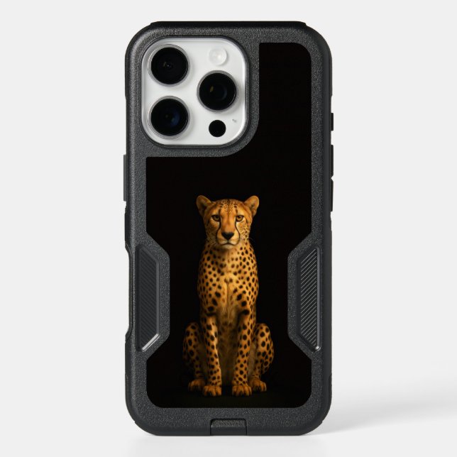 Black 4 Luxe iPhone 16 Pro Case, Sleek Cheetah Case (Back)