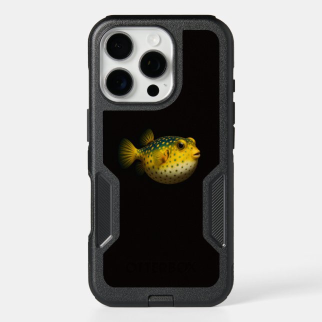 Black 4 Luxe iPhone 16 Pro Case, Yellow Putterfish Case (Back)