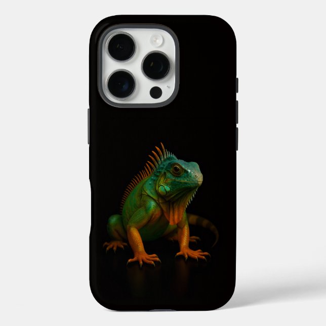 Black 4 Luxe iPhone 16 Pro, Green Iguana Case-Mate iPhone Case (Back)