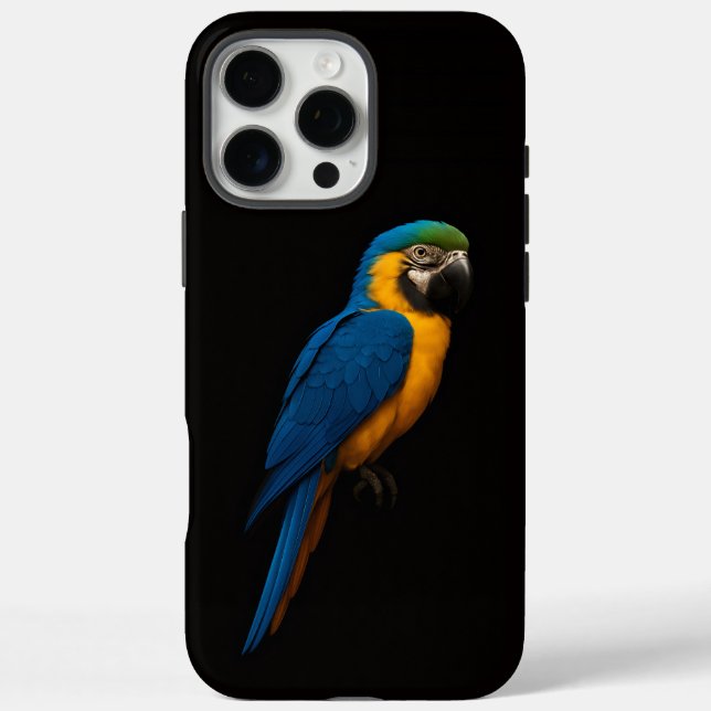 Black 4 Luxe iPhone 16 Pro Max, Blue Yellow Macaw Case-Mate iPhone Case (Back)