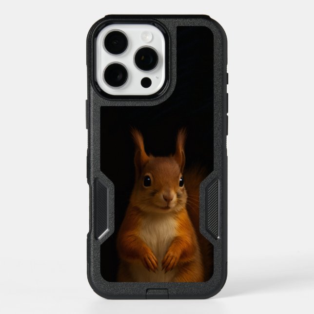 Black 4 Luxe iPhone 16 Pro Max Case, Red Squirrel Case (Back)