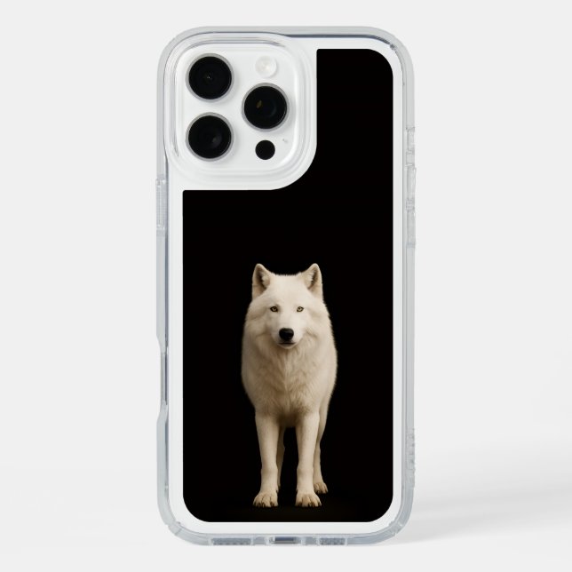 Black 4 Luxe iPhone 16 Pro Max, Ivory Arctic Wolf Speck iPhone Case (Front)