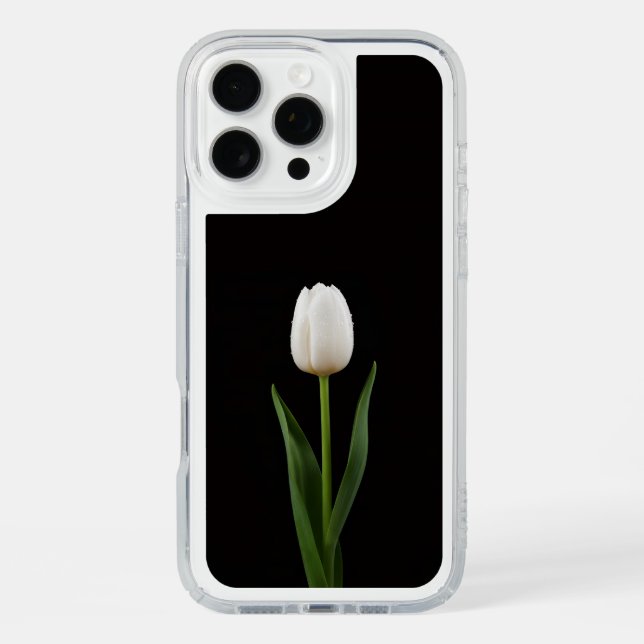 Black 4 Luxe iPhone 16 Pro Max, Pearl White Tulip Speck iPhone Case (Front)