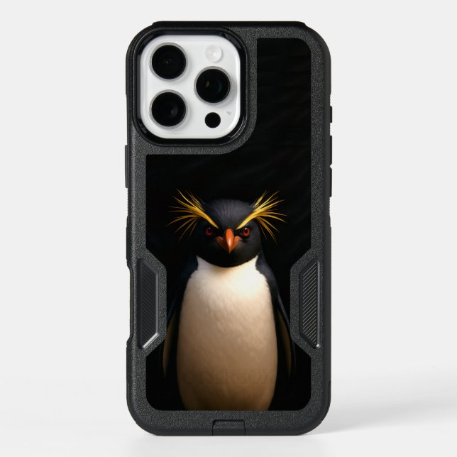Black 4 Luxe iPhone 16 Pro Max, Rockhopper Penguin Max Case (Back)