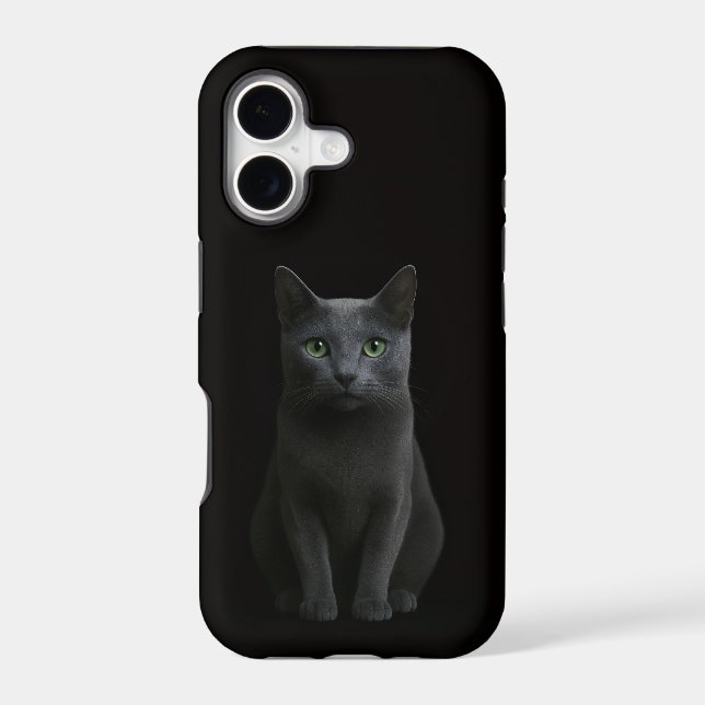 Black 4 Luxe iPhone 17 Mate Russian Blue Cat Case-Mate iPhone Case (Back)