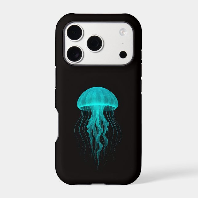 Black 4 Luxe iPhone 17 Pro, Aqua Glow Jellyfish Case-Mate iPhone Case (Back)