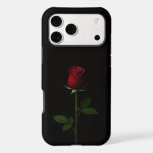 Black 4 Luxe iPhone 17 Pro Max, Velvet Red Rose Max Case