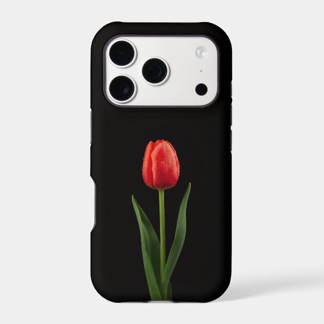 Black 4 Luxe iPhone 17 Pro, Ruby Red Tulip Case-Mate iPhone Case (Back)