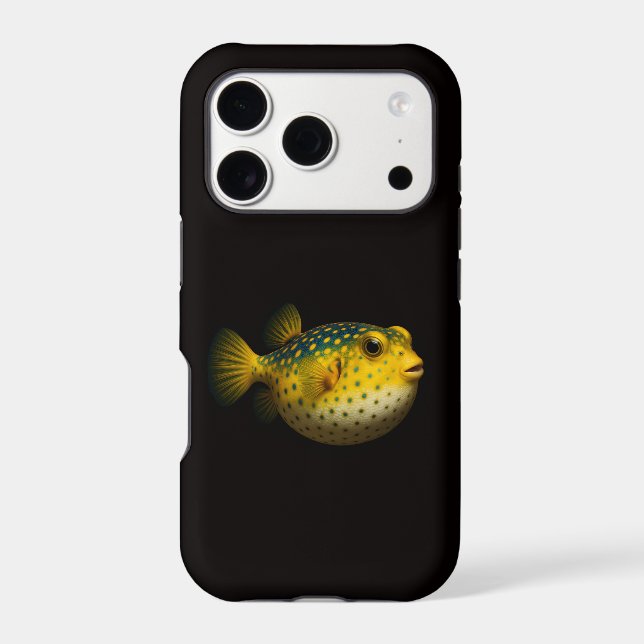 Black 4 Luxe iPhone 17 Pro, Yellow Pufferfish Case-Mate iPhone Case (Back)